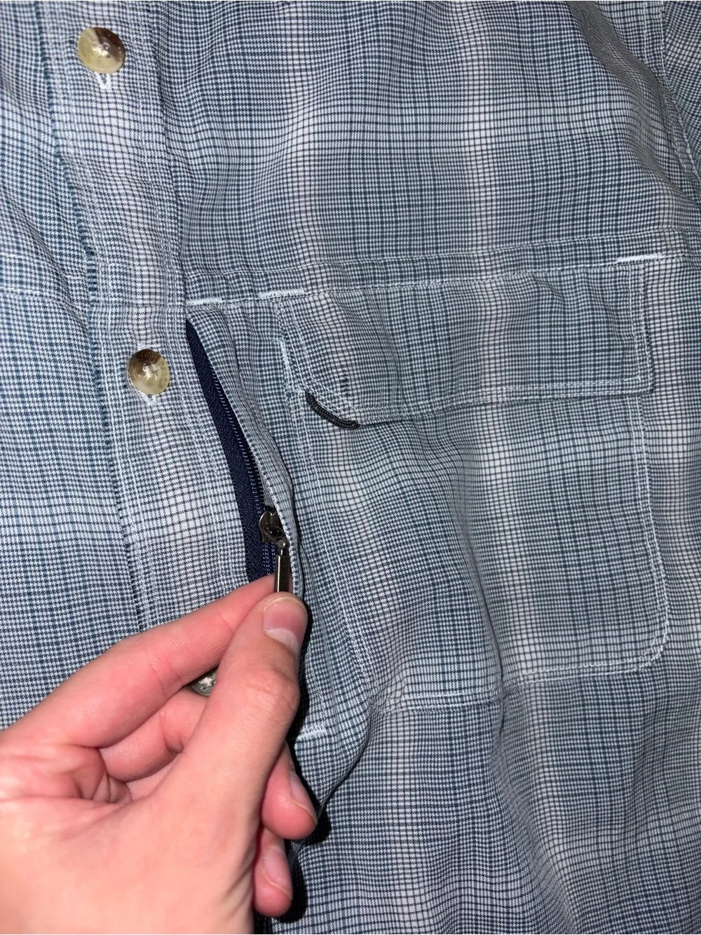 The North Face Men's Short-Sleeve Gray Plaid Button-Down Shirt